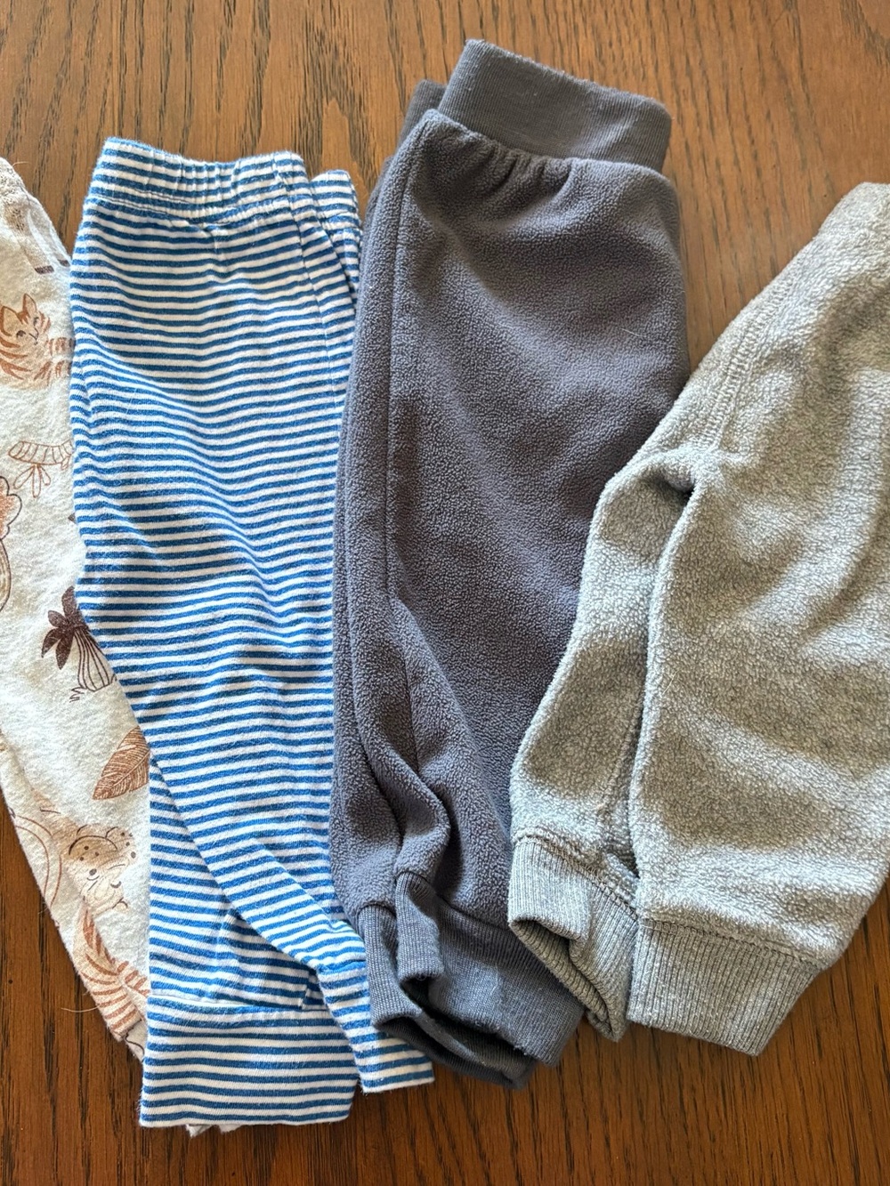 Carter's Gray Fleece Joggers and Blue Stripe Pants Set